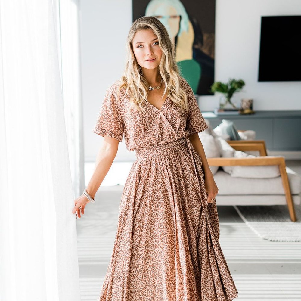 NWT House of Skye Leopard Boho Dress